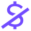 Icon of dollar sign with strike out