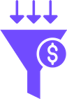 Icon of a funnel with dollar sign