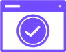 Icon of a browser with a complete symbol